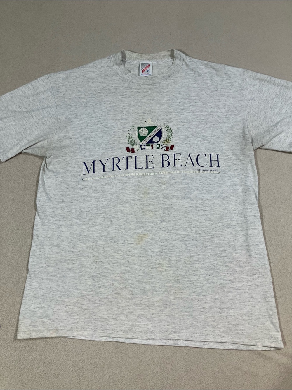 🔥Vtg 90s Myrtle Beach Single Stitch Graphic T-Shirt Jerzees Made in USA Large 🔥